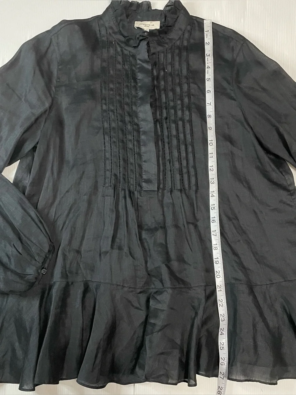 LAFAYETTE 148 NEW YORK Raines Ruffled Ramie And Tencel Lyocell-Blend Blouse Med - Picture 7 of 11